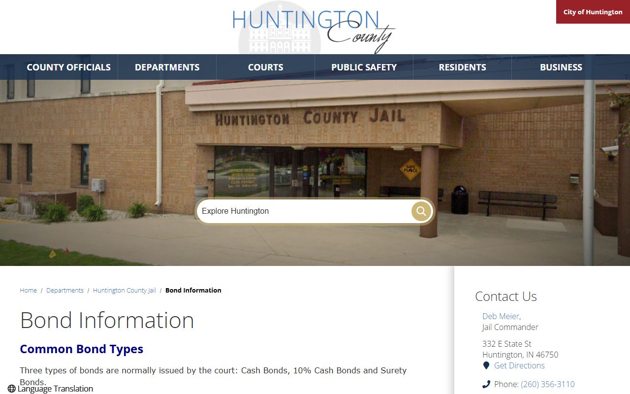 Huntington County court records after jail arrest bond information