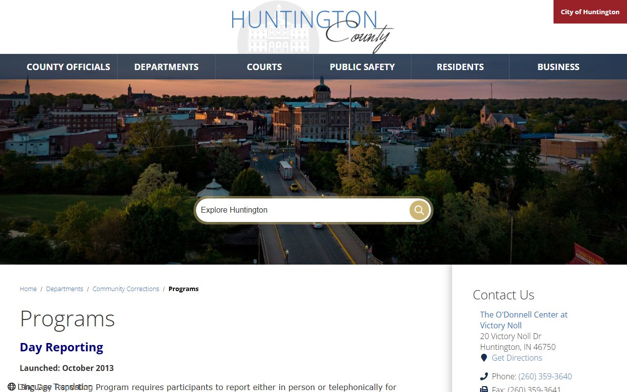 Huntington County Community Corrections programs for O'Donnell Center work release
