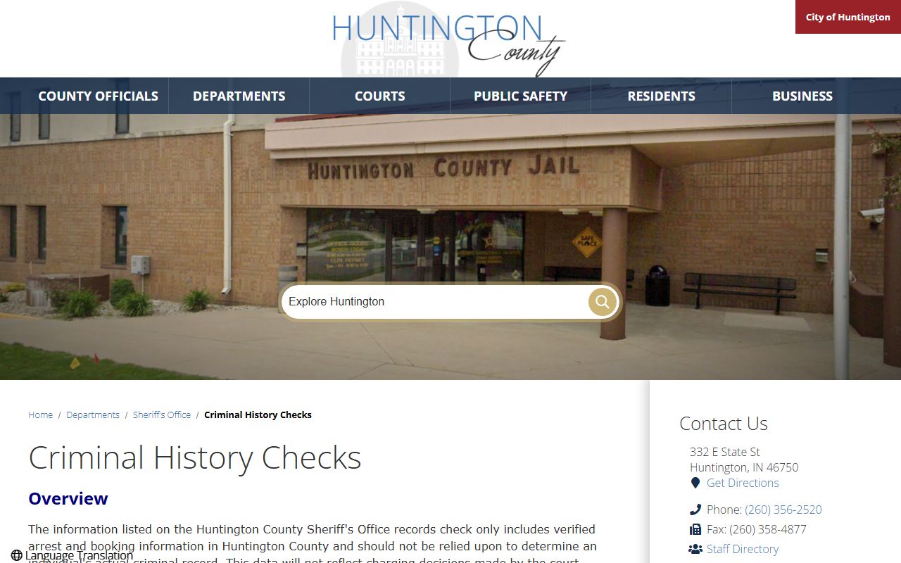 Huntington County jail mugshots local booking record limits